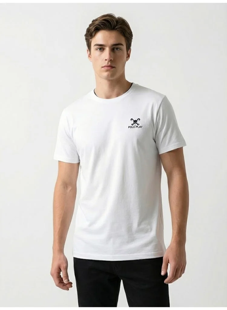 لعب البولو تيشيرت مطبوع للأولاد أبيض